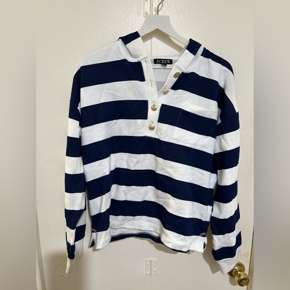 J. Crew Navy and White Striped Sweatshirt